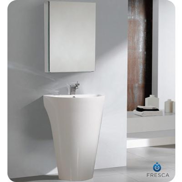 Parma White Pedestal Sink With Medicine Cabinet - Modern Bathroom Vanity