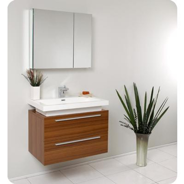 Medio Teak Modern Bathroom Vanity With Medicine Cabinet