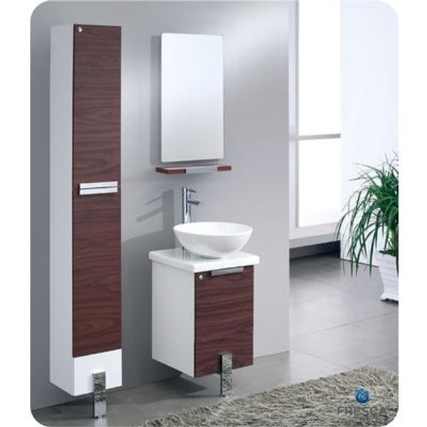 Adour 16 Inch Dark Walnut Modern Bathroom Vanity With Mirror