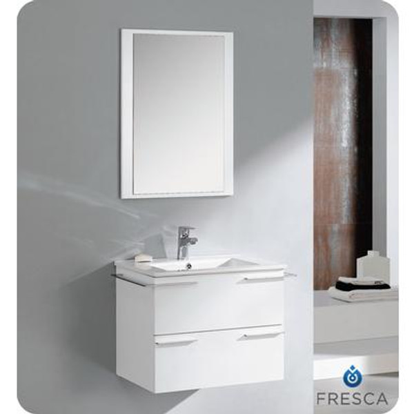 Cielo 24 Inch White Modern Bathroom Vanity With Mirror