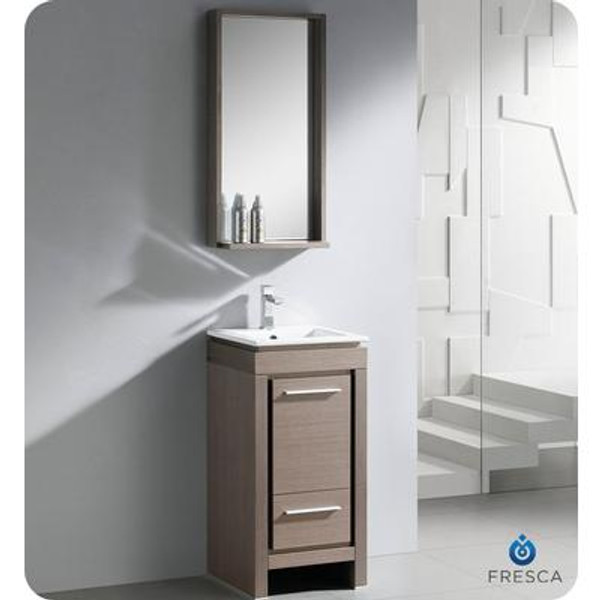 Allier Small Gray Oak Modern Bathroom Vanity With Mirror
