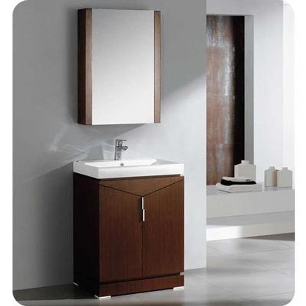 Elissos 24 Inch Wenge Brown Modern Bathroom Vanity With Medicine Cabinet