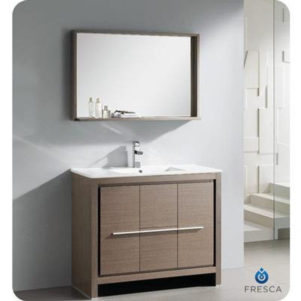 Allier 40 Inch Gray Oak Modern Bathroom Vanity With Mirror