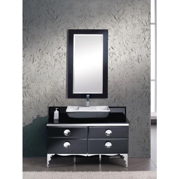 Moselle 47 Inch Modern Glass Bathroom Vanity With Mirror
