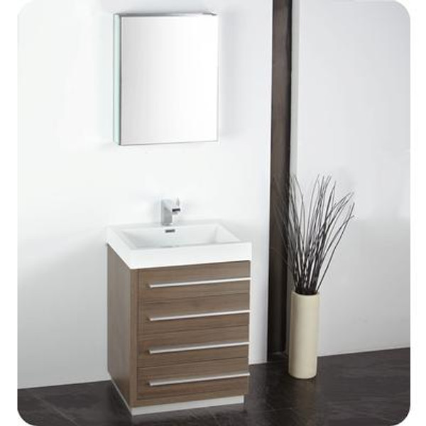 Livello 24 Inch Gray Oak Modern Bathroom Vanity With Medicine Cabinet
