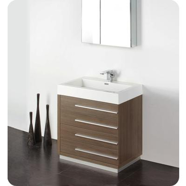Livello 30 Inch Gray Oak Modern Bathroom Vanity With Medicine Cabinet
