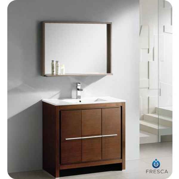 Allier 36 Inch Wenge Brown Modern Bathroom Vanity With Mirror