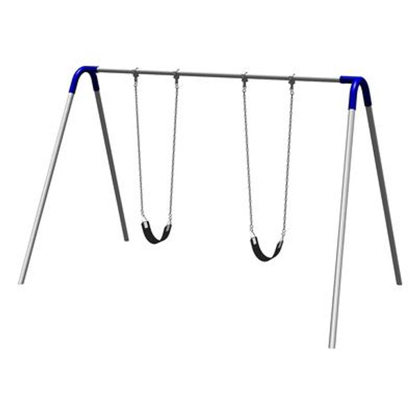 Single Bay Bipod Swing Set w/ Strap Seats & Blue Yokes