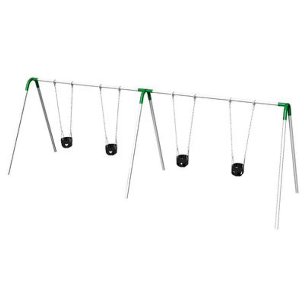 Double Bay Bipod Swing Set w/ Tot Seats & Green Yokes