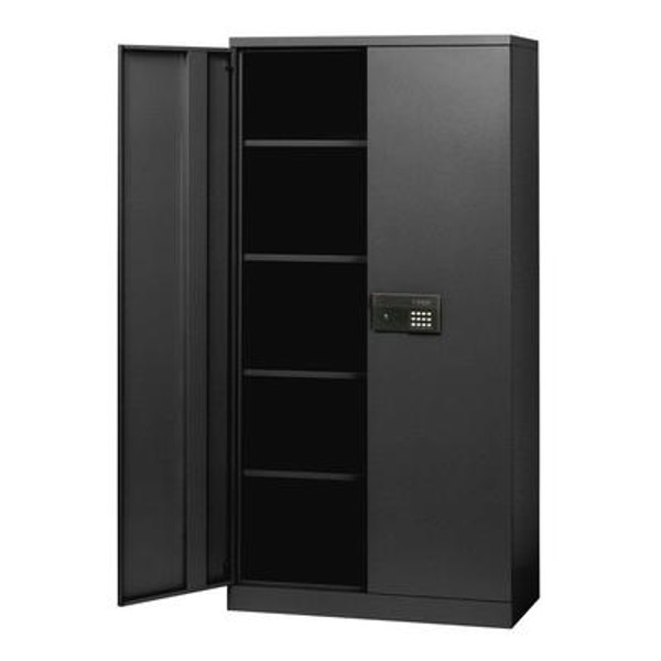 36 in. W x 18 in. D x 72 in. H Quick Assembly Keyless Electronic Coded Steel Cabinet Black