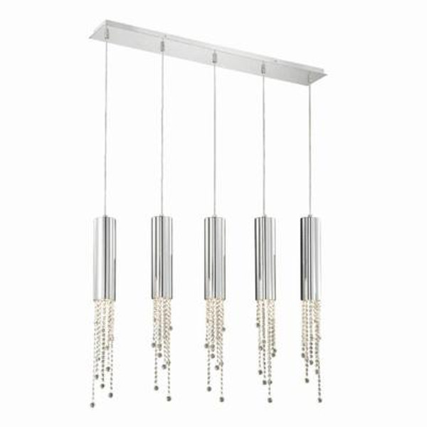 Groove Collection 5 Light Chrome Pendant