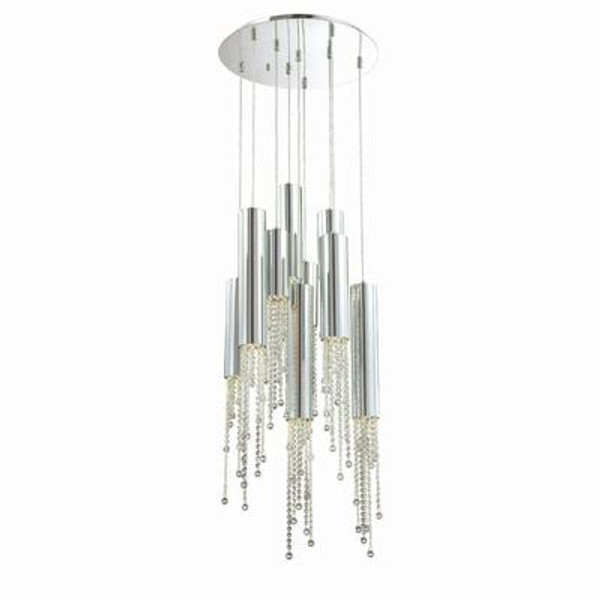 Groove Collection 9 Light Chrome Pendant