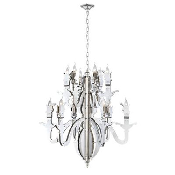 Ferro Collection 12 Light Nickel Chandelier