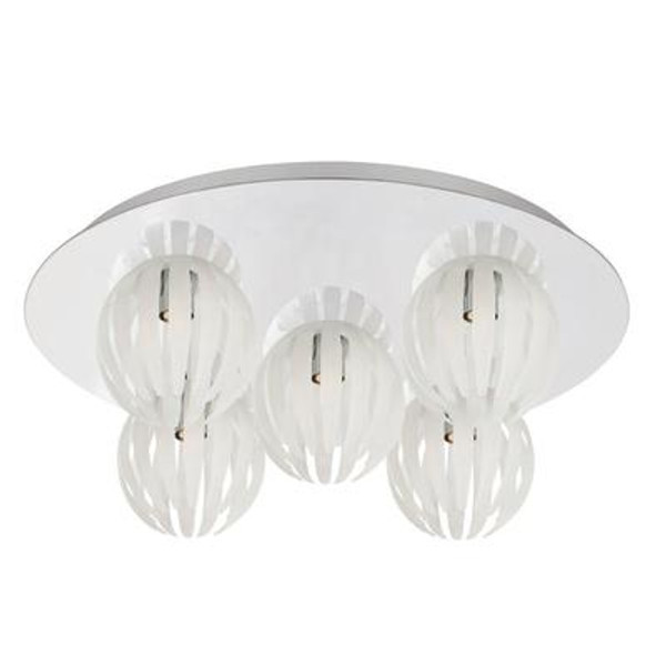 Cosmo Collection 5 Light Chrome & White Flushmount