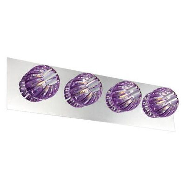 Cosmo Collection 4 Light Chrome & Purple Bathbar