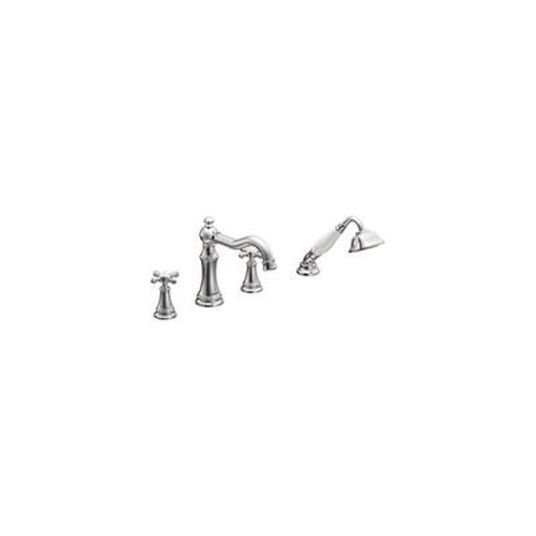 Weymouth 2-Handle Roman Tub Faucet Trim Kit with Handshower in Chrome
