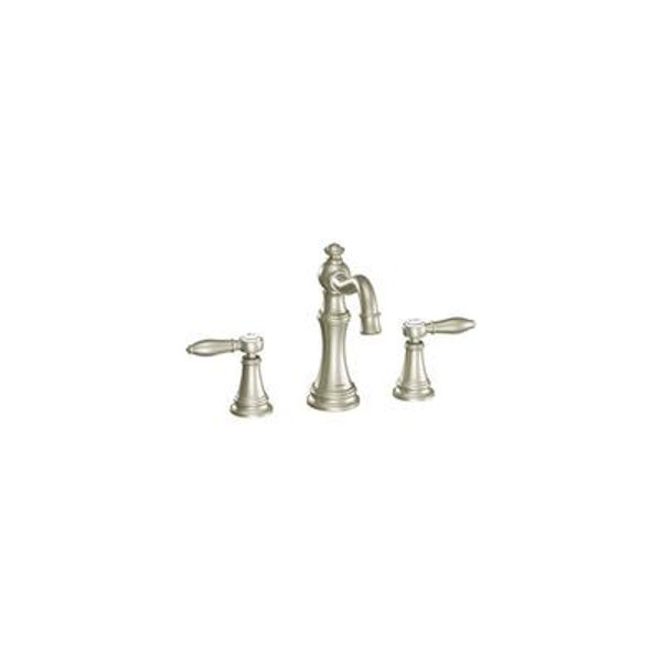 Weymouth Two-Handle Widespread High Arc Bathroom Faucet Trim Kit in Brushed Nickel