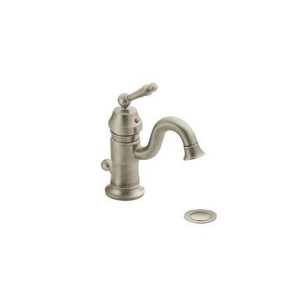 Waterhill Single Hole 1-Handle Low-Arc Bathroom Faucet in Brushed Nickel