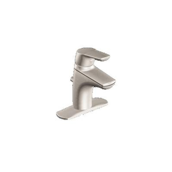 Method Single Handle Low Arc Lavatory Faucet with Drain Assembly in Brushed Nickel