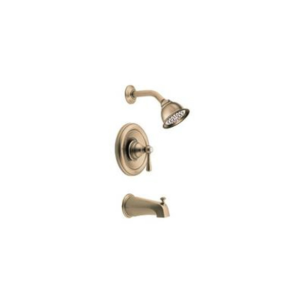 Kingsley 1-Handle Posi-Temp Tub/Shower with Moenflo XL Eco Performance Showerhead in Antique Bronze