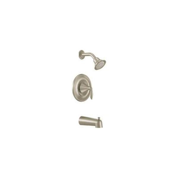 Eva 1-Handle Posi-Temp Tub & Shower Trim Kit with Eco Performance Showerhead in Brushed Nickel