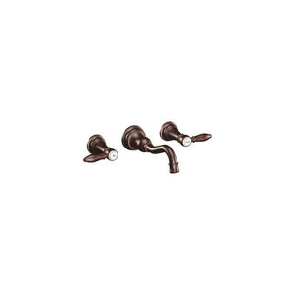 Weymouth Two-Handle High Arc Wall Mount Bathroom Faucet in Oil Rubbed Bronze