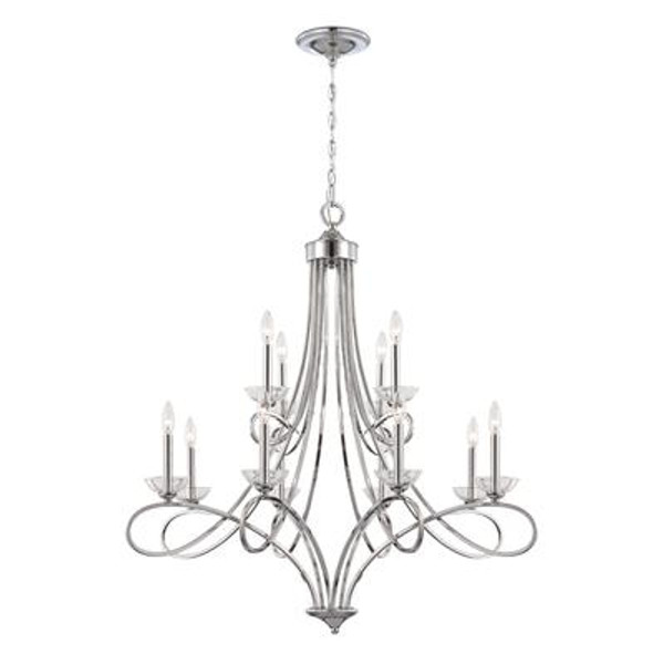 Volte Collection 12 Light Polished Nickel Chandelier