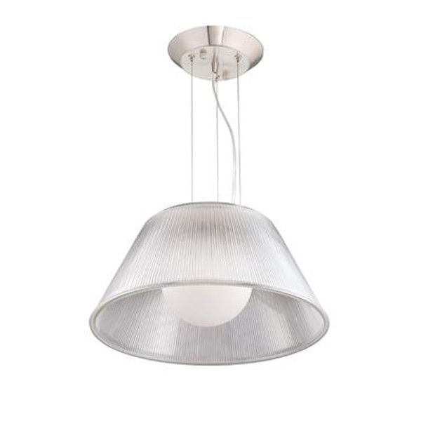 Ribo Collection 1 Light Large Chrome & Clear Pendant