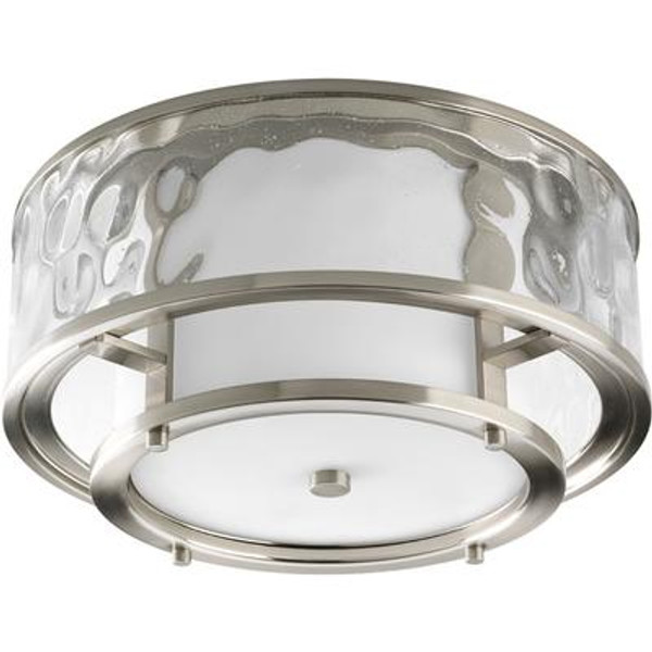Bay Court Collection Brushed Nickel 2-light Outdoor Flushmount
