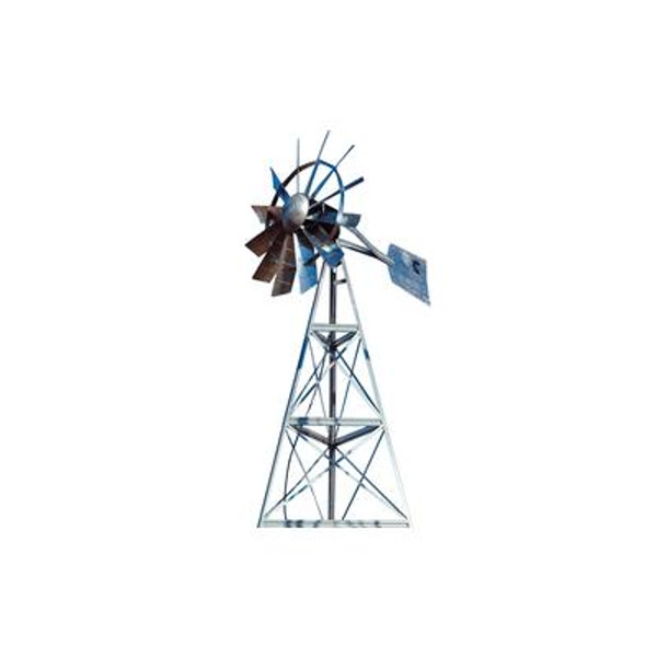 Galvanized Ornamental 3-Legged Windmill - 12 Foot