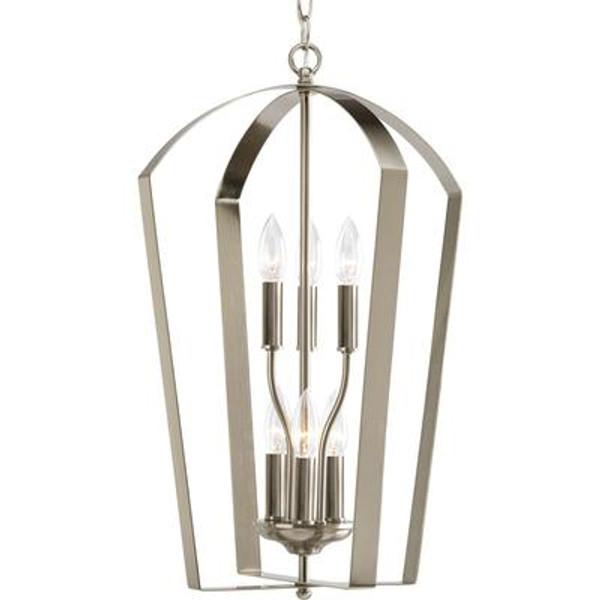 Gather Collection Brushed Nickel 6-light Foyer Pendant