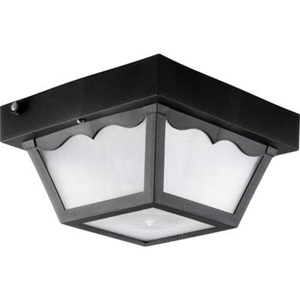 Polycarbonate Collection 1-light Black Outdoor Flushmount