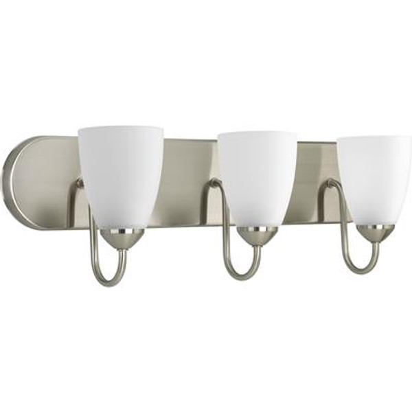 Gather Collection Brushed Nickel 3-light Fluorescent Bath Light