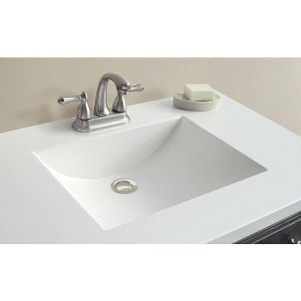 37 Inch W x 22 Inch D White Cultured Marble Vanity Top with Wave Bowl