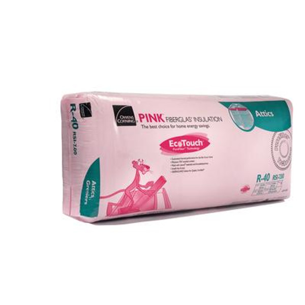 R-40 EcoTouch PINK FIBERGLAS Insulation - 24 Inch x 48 Inch x 11 Inch; 48 sq. Feet.