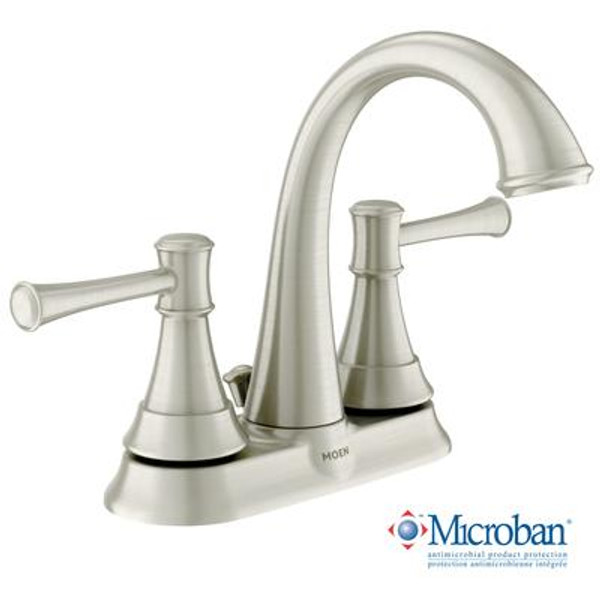 Ashville 2 Handle Bathroom Faucet with Microban - Spot Resist Brushed Nickel Finish