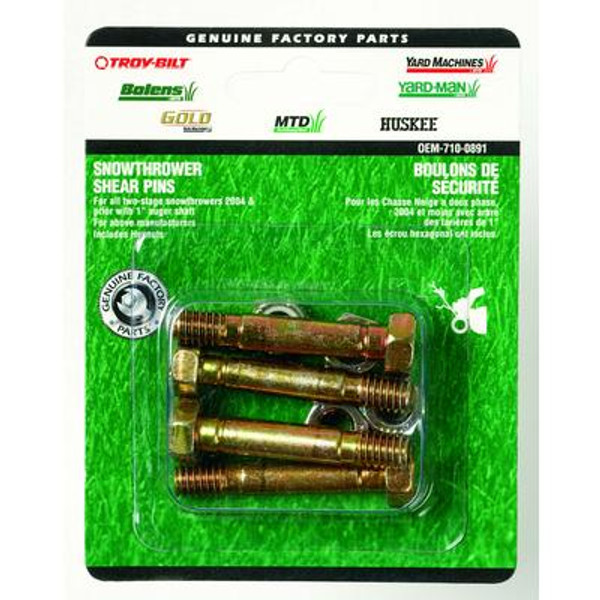 Shear Bolts With Nuts MTD -1.75 In.