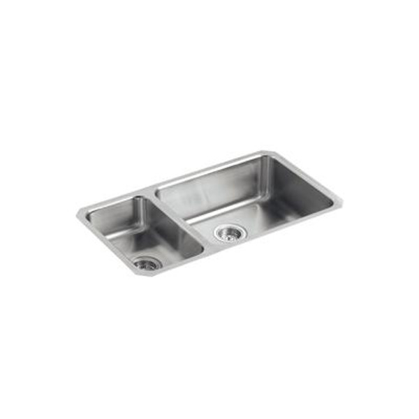 Undertone(R) High/Low Undercounter Kitchen Sink With Left Basin Depth Of 5-1/2 Inch And Right Basin Depth Of 7-1/2 Inch