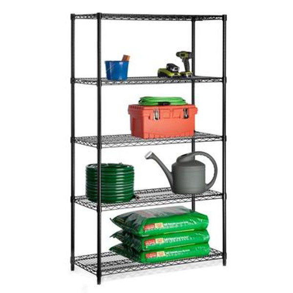 Five tier black storage shelves 800lb