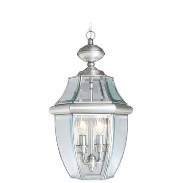 Providence 2 Light Brushed Nickel Incandescent Pendant with Clear Beveled Glass