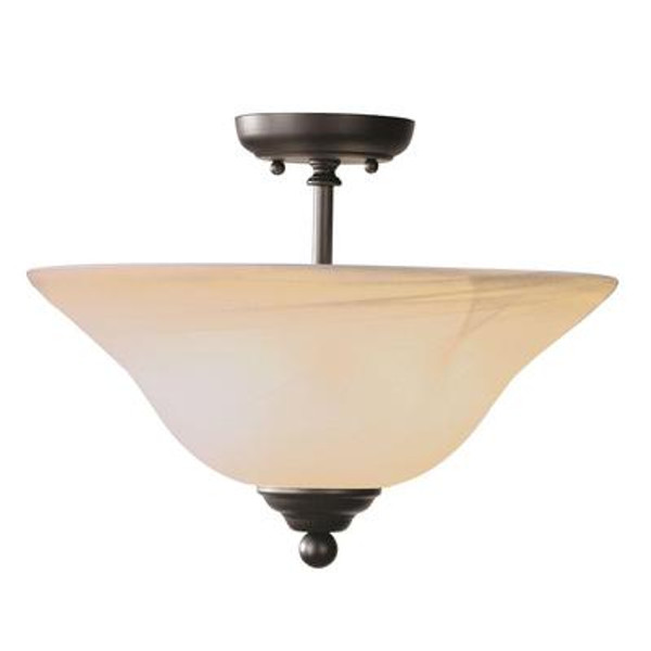 Providence 2 Light Bronze Incandescent Semi Flush Mount with Honey Alabaster Glass