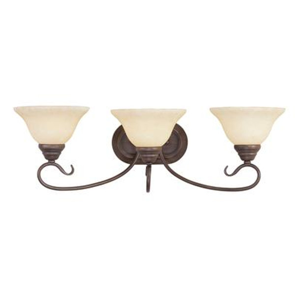 Providence 3 Light Imperial Bronze Incandescent Bath Vanity with Vintage Scavo Glass