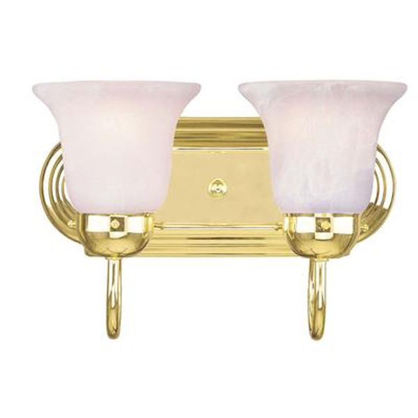 Providence 2 Light Polished Brass Incandescent Bath Vanity with White Alabaster Glass