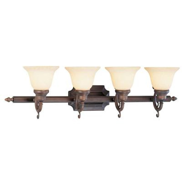 Providence 4 Light Imperial Bronze Incandescent Bath Vanity with Vintage Scavo Glass