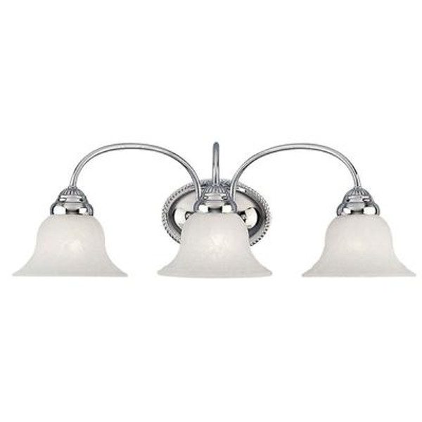 Providence 3 Light Chrome Incandescent Bath Vanity with Alabaster Glass
