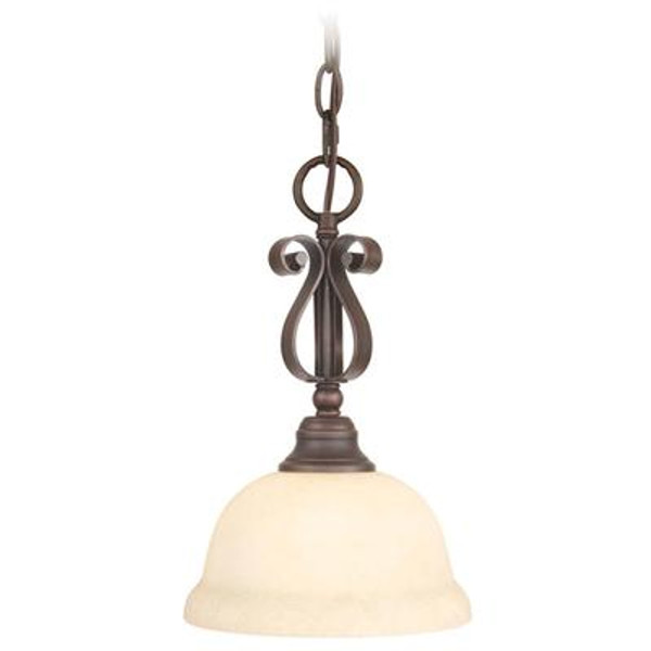 Providence 1 Light Bronze Incandescent Mini Pendant with Vintage Scavo Glass