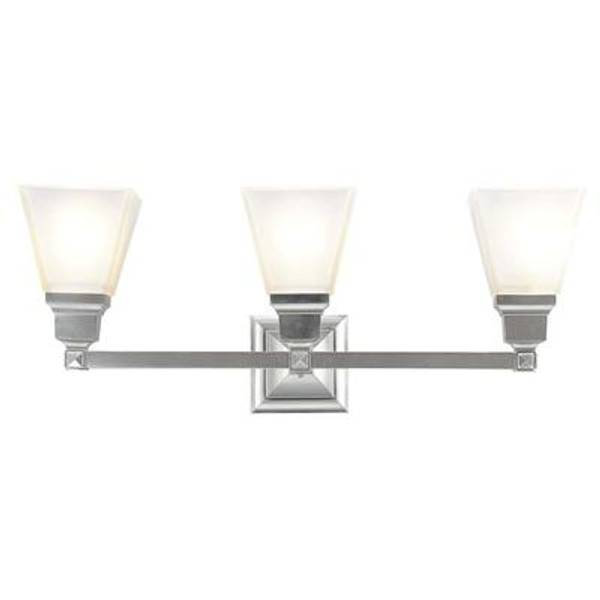 Providence 3 Light Brushed Nickel Incandescent Bath Vanity with Frosted Glass