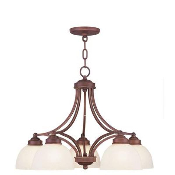 Providence 5 Light Vintage Bronze Incandescent Chandelier with Satin Glass