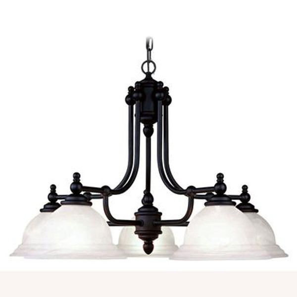 Providence 5 Light Black Incandescent Chandelier with White Alabaster Glass