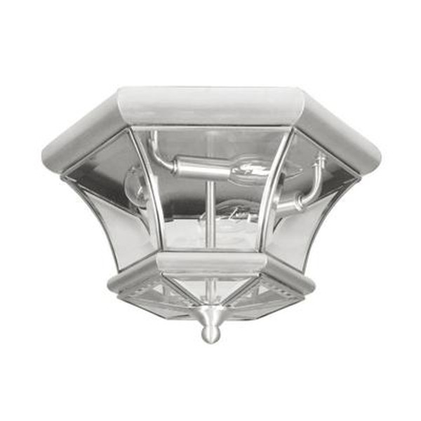 Providence 3 Light Brushed Nickel Incandescent Semi Flush Mountwith Clear Beveled Glass